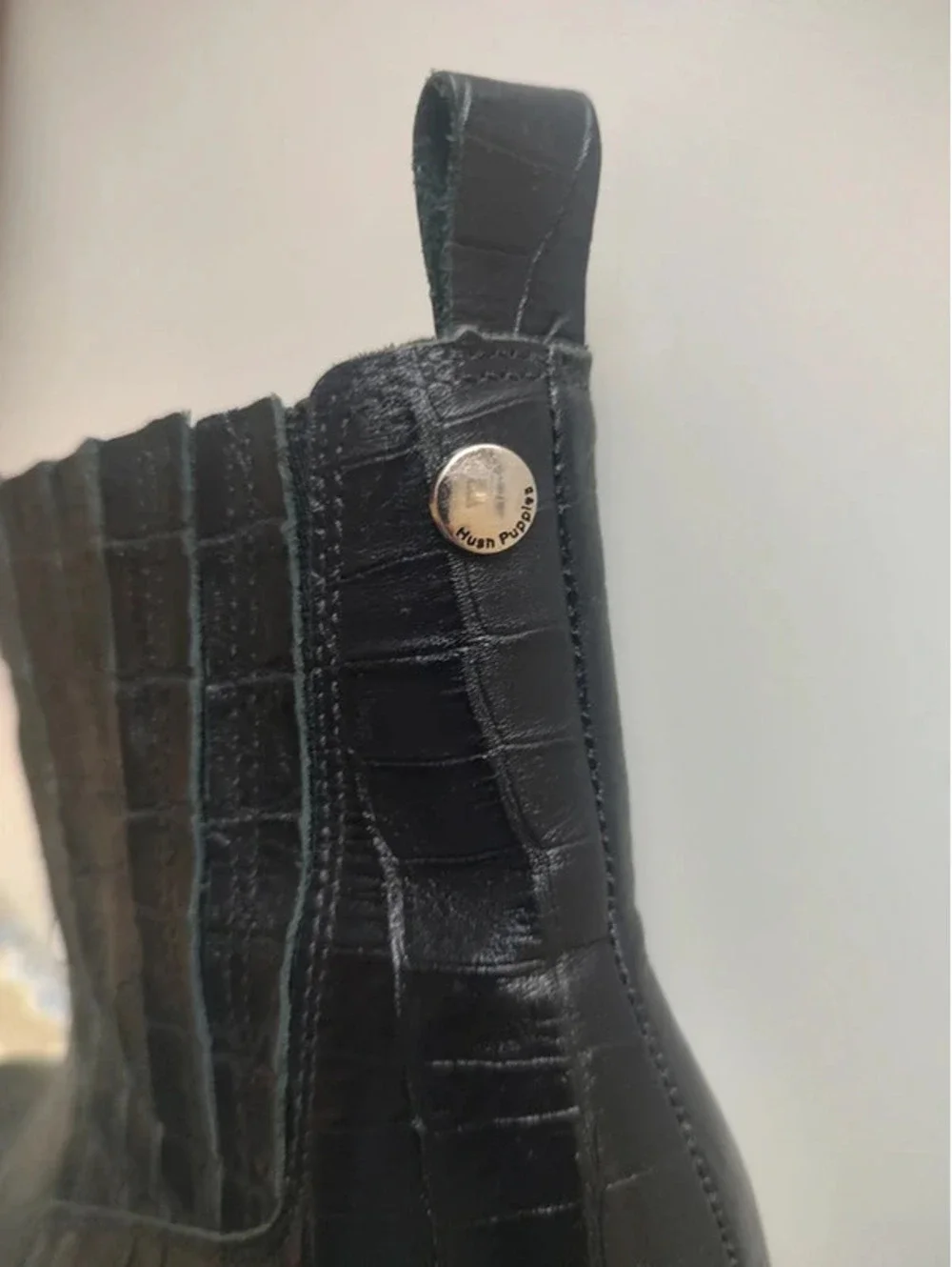 Hush Puppies Black Leather Ankle Boots Size 8